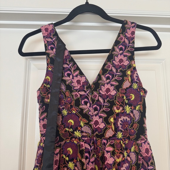 Anthropologie Embroidered Purple and Black Floral Mini Dress Size 0 MSRP $398 - Picture 10 of 12